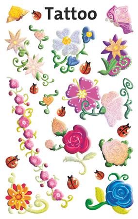 Matrica, tetoválás, 1 ív, 76x120 mm, AVERY ZWECKFORM, "Z-Design No.56691", színes virágok